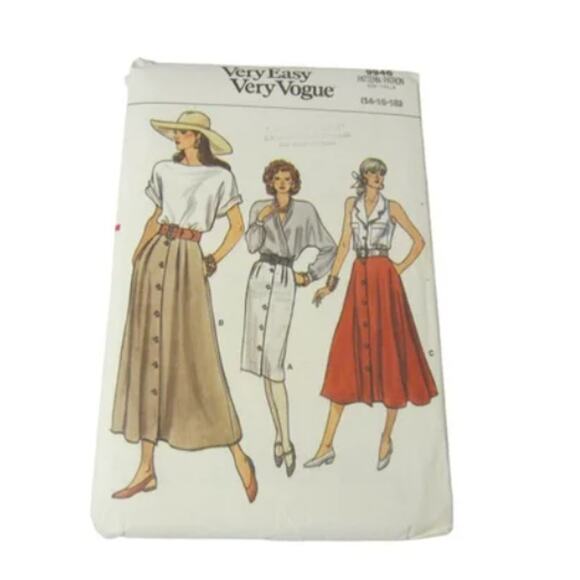 Vintage 80s Very Easy Very Vogue 9946 Skirt Sewing Pattern Size 14 16 18 UNCUT - Picture 1 of 5